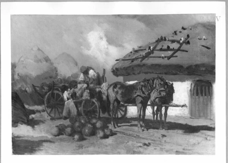 Carro agricolo ungherese davanti ad una fattoria - Führermuseum, Linz